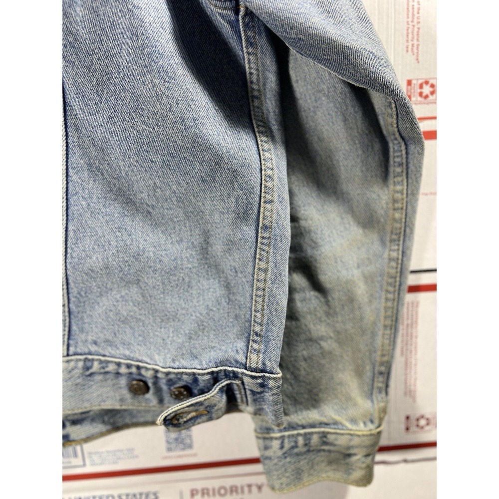 Vintage 90s Levis Denim Mens Sz Med Blue Jean Trucker Jacket Made In USA - Picture 10 of 12